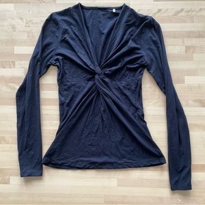 Elie Tahari black wrap front top